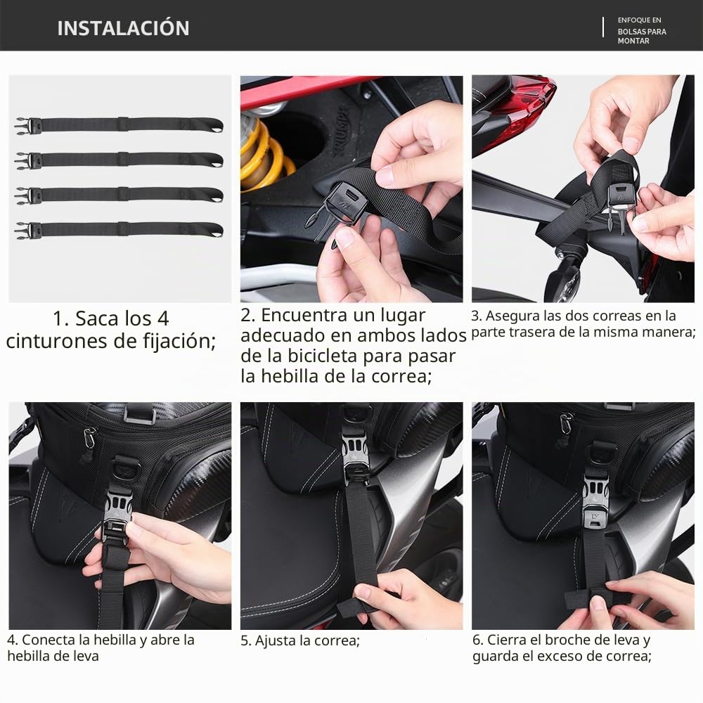 Rhinowalk Bolsa de almacenamiento para motocicleta, carcasa rígida, impermeable, capacidad 12-18L expandible