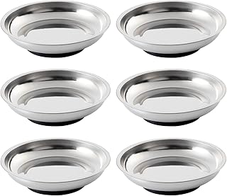 6 Pieces 4.2” Round Magnetic Bowl Trays Set Stainless Steel Magnet Tool Tray Parts Holder for Screws, Sockets, Bolts, Pins, Mechanic's and Automotive
