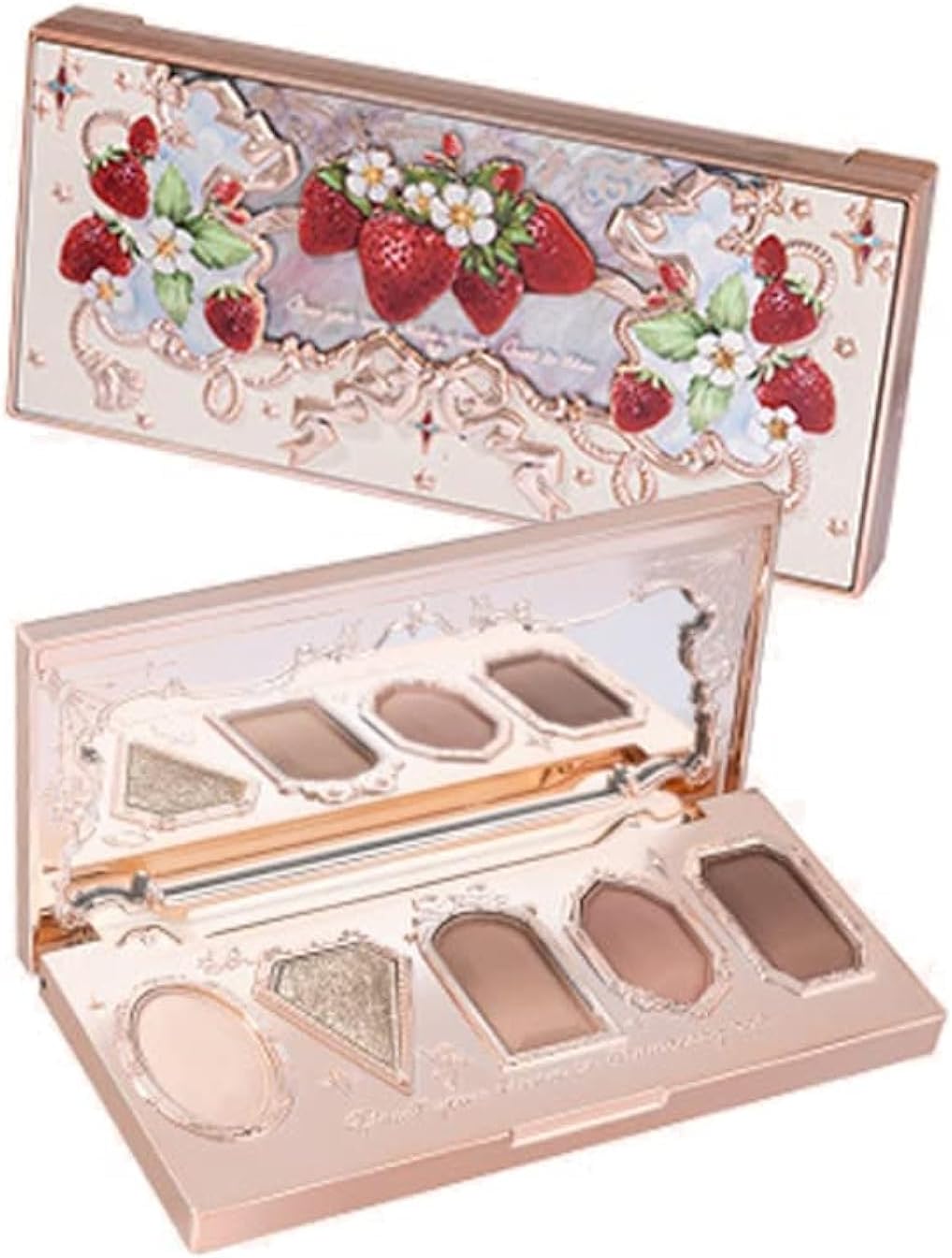 Flower Knows Strawberry Rococo Shimmer Matte Eyeshadow Palette - Super Pigmented, Creamy and Long-Lasting Makeup Palette for Bold Shimmer Looks (01 Ice-cream Latte)