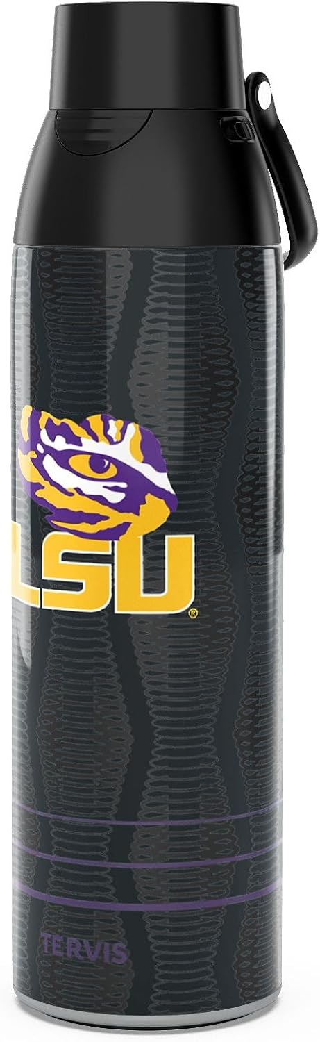 Tervis Venture Water Bottle LSU Tigers - Full Speed Triple Insulated Tumbler Travel Cup Keeps Drinks Cold & Hot, 26oz, Stainless Steel