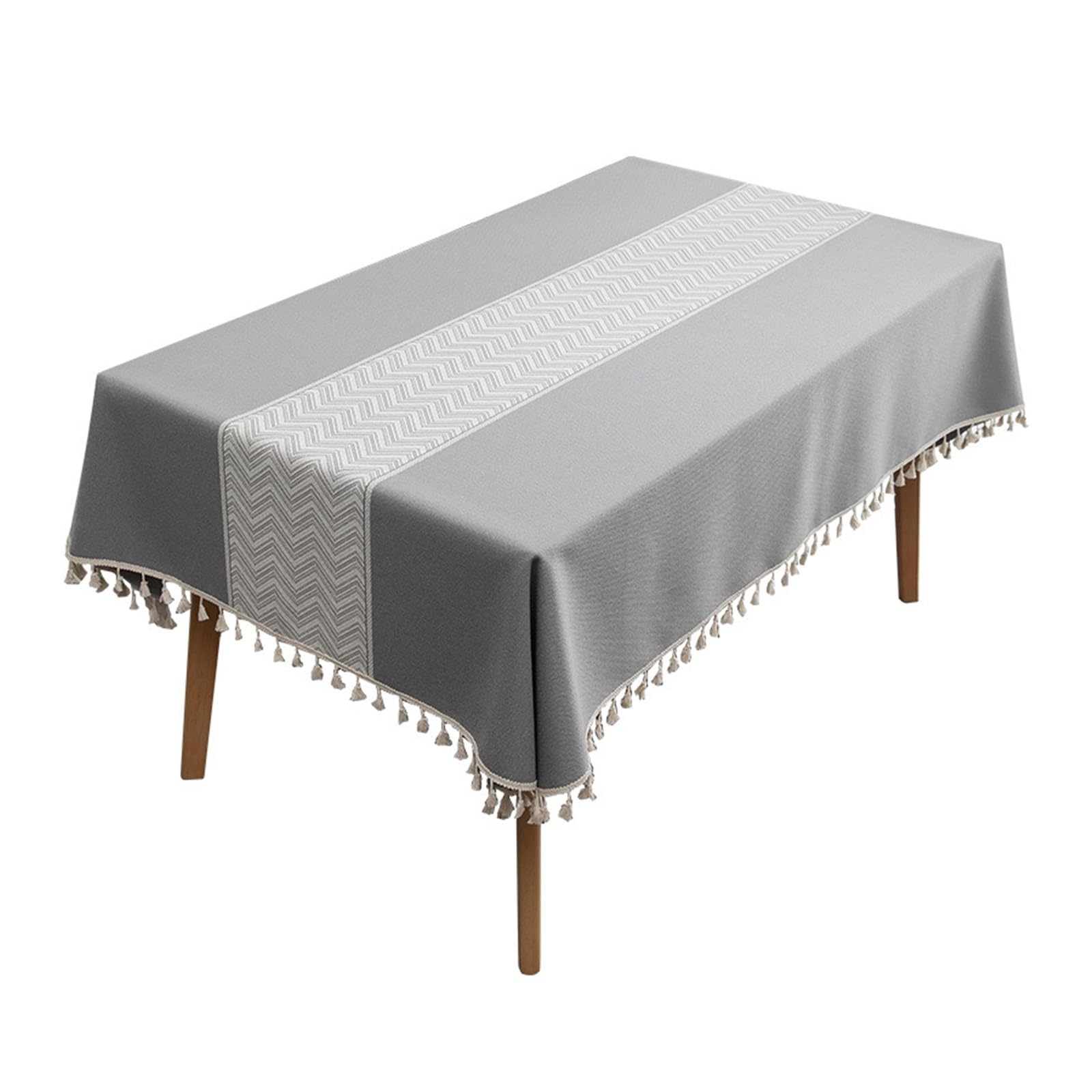 Nappe de table anti-tache grise 140x180cm jacquard vagues décoration