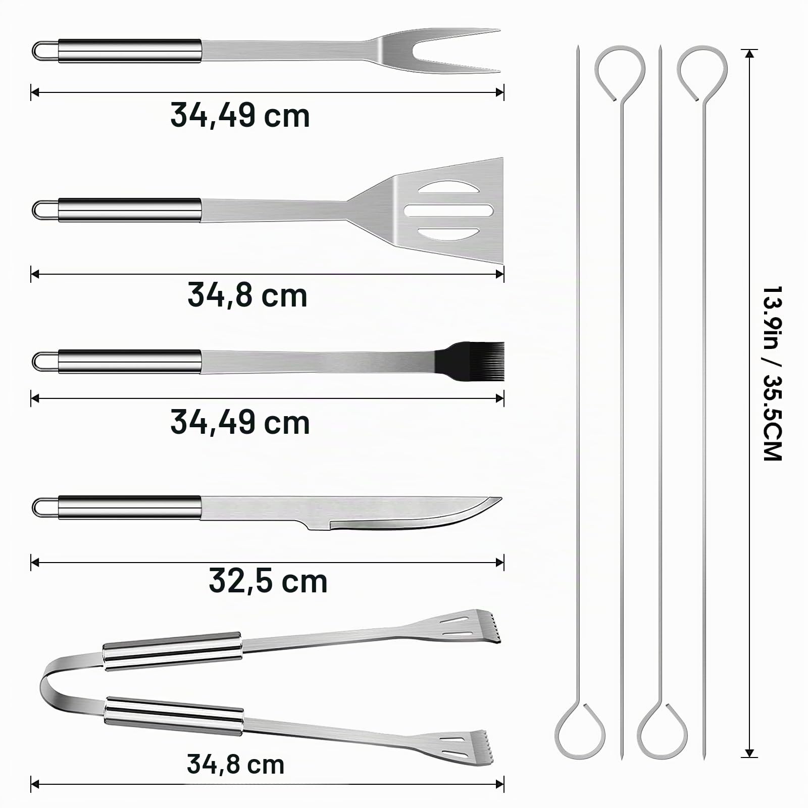 Set di Utensili da Barbecue, In Acciaio Inox, Accessori Professionali per Barbecue, con Borsa Facile da Trasportare (9 PCS)