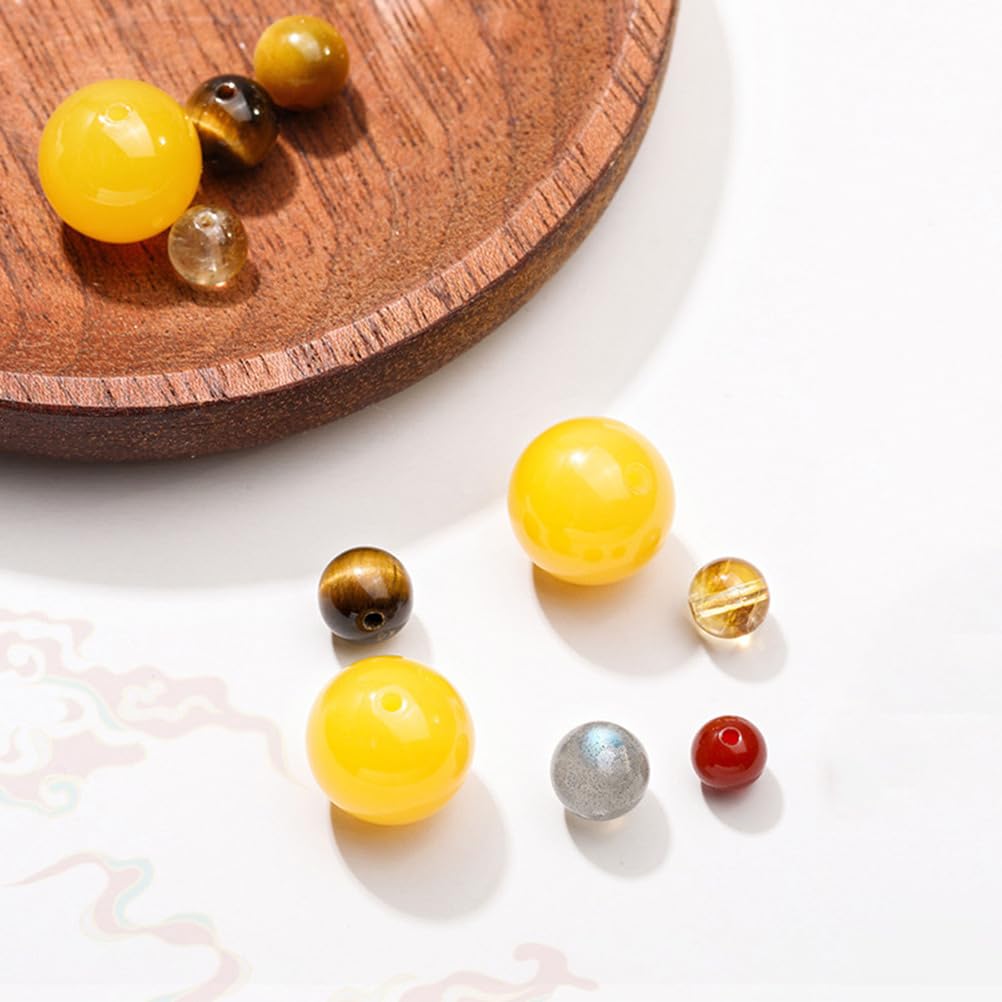 Bracciale in Cristallo a Sei Pietre: Quarzo Giallo, Agata Gialla, Agata Rossa, Occhio di Tigre Giallo, Occhio di Tigre Dorato e Gioielli con Perline di Pietra Luna Grigio Argento