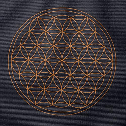 YOGATERIA Tapete yoga Mat PVC Eco Preto estampado Flor da Vida, indicado para Yoga Pilates e Treino