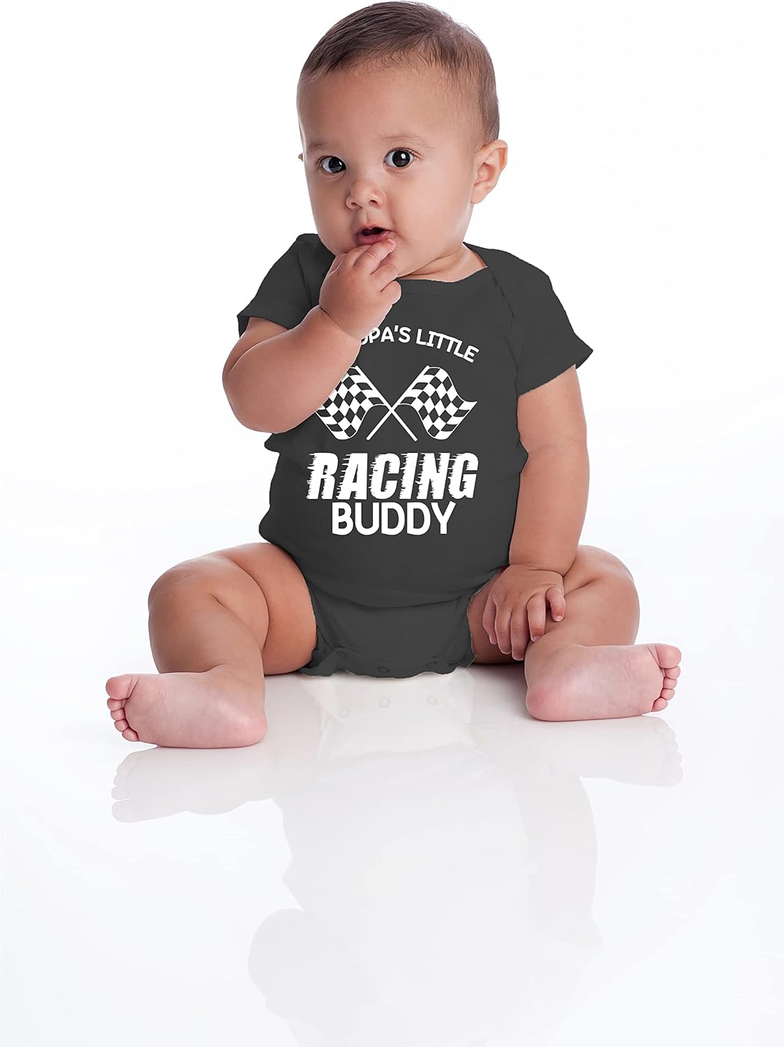 Belle Homie Grandpa's Little Racing Buddy - Funny Baby Essentials Bodysuit - Cute Newborn Baby Boy Clothes image 4