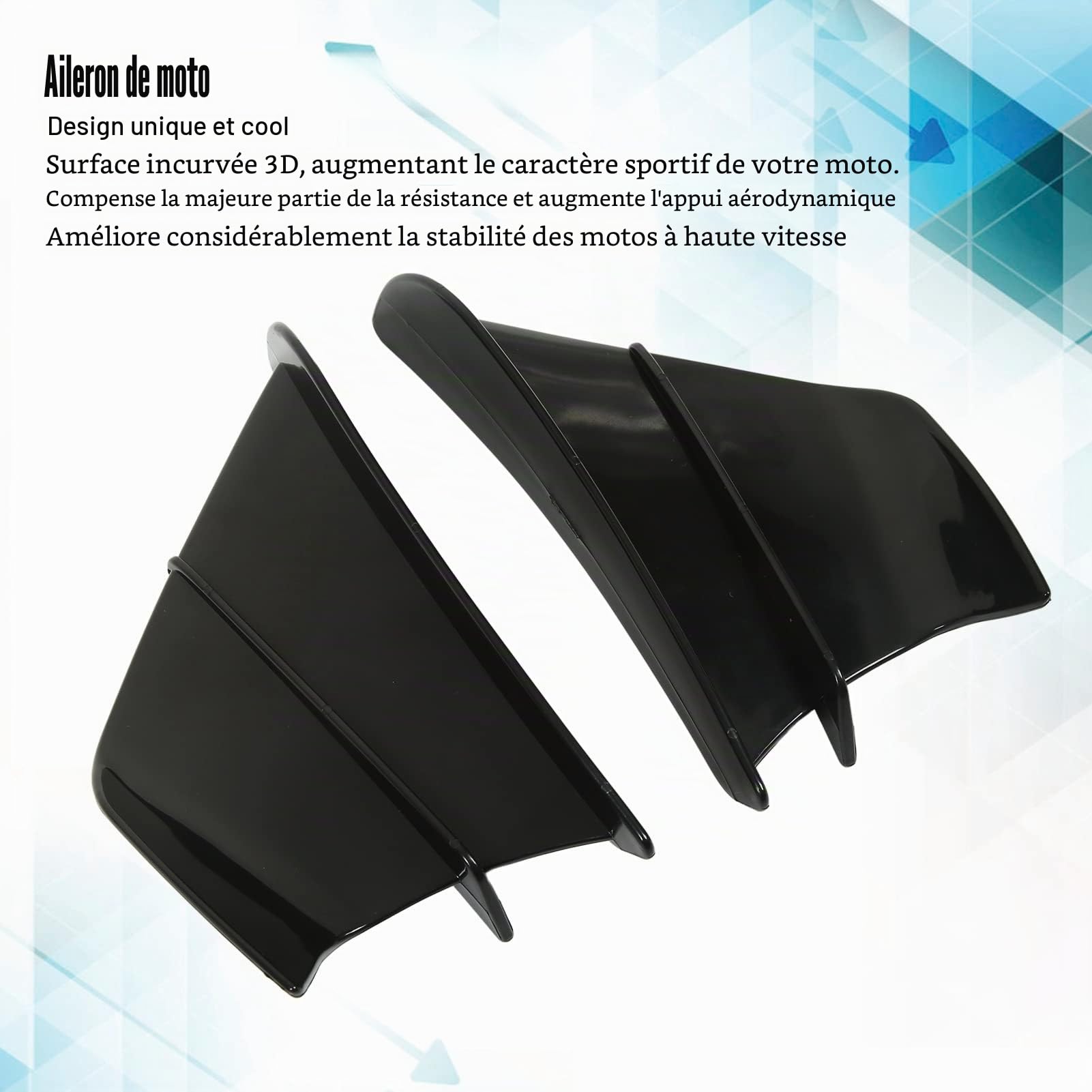 Aileron Latéral de Moto, Remplacement D'ailes Aérodynamiques de Carénage Avant pour 400 250 Z900 Z1000 (Noir brillant)