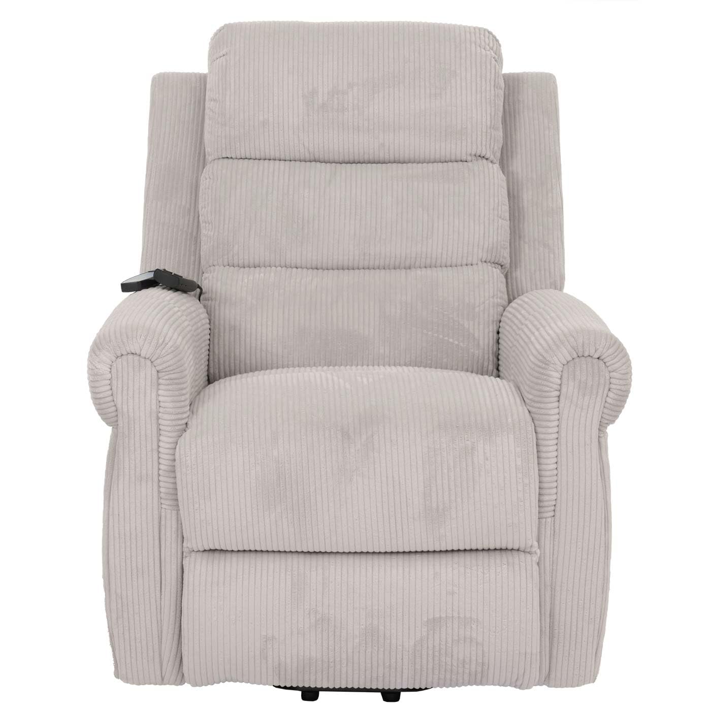Mendler Fernsehsessel HWC-K63, Relaxsessel, Liegefunktion Aufstehhilfe Massage Heizfunktion, Stoff (220g/m²) Cord - hellgrau