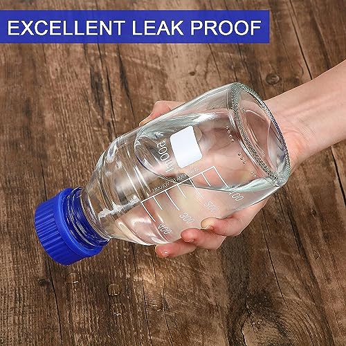 Qoaezk 500Ml Reagent Media Bottle, Graduated Glass Round Media Storage Bottle With Blue Gl45 Screw Cap thumb #3