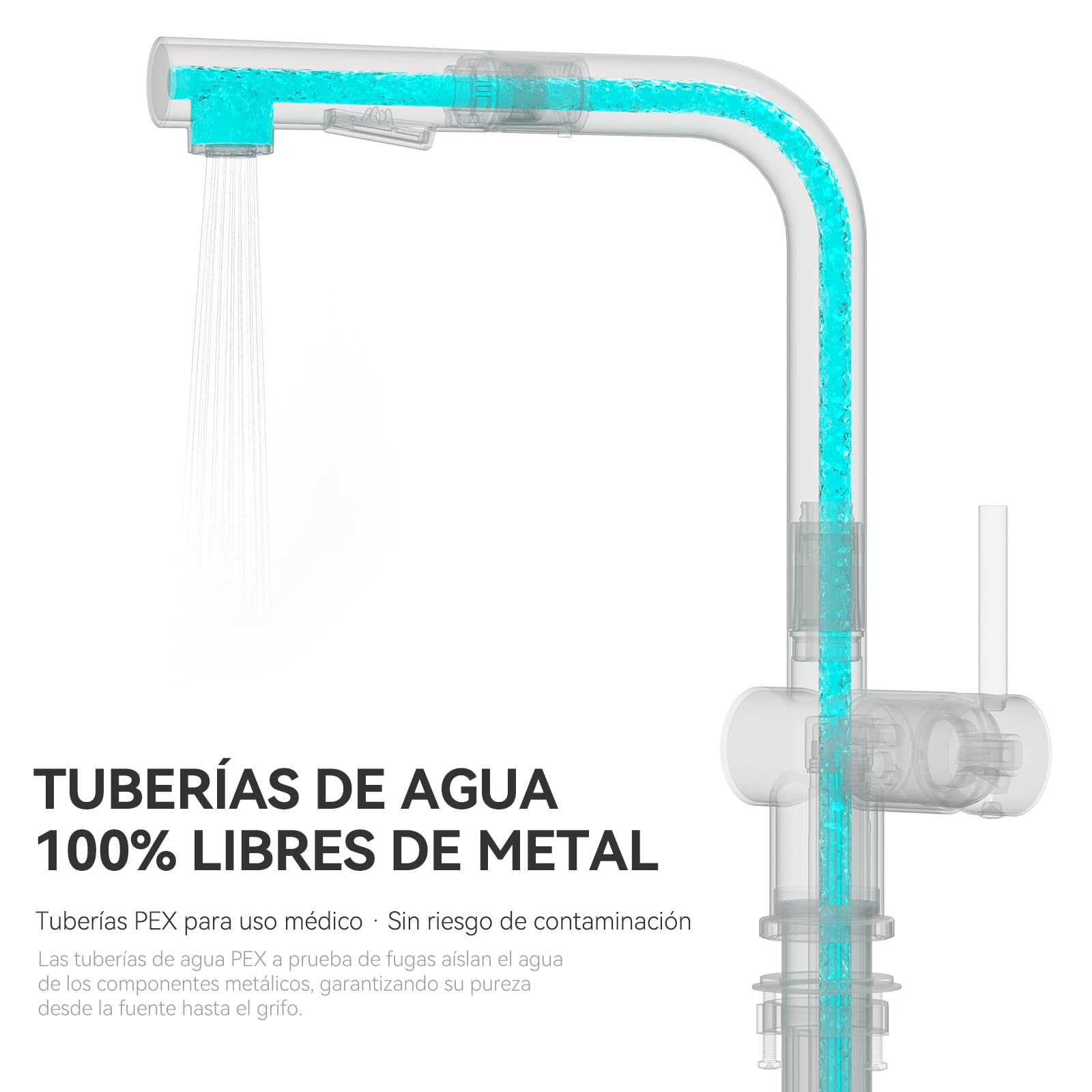 CECIPA Grifo Cocina Extraíble con Ducha, Mezclador Fregadero Giratorio 360°, Acero Inoxidable Cepillado, Compatible con Fregaderos Simples o Dobles