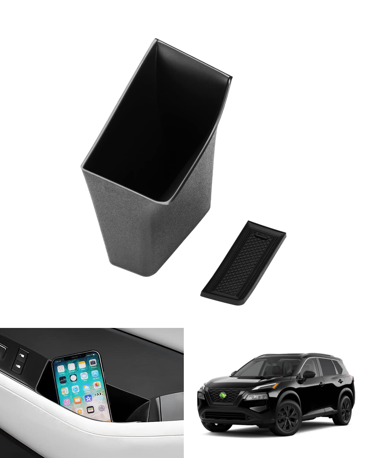 Autorder Door Side Storage Box for 2021-2025 Nissan Rogue Accessories Door Organizer Handle Pocket Insert Tray Copilot Armrest Phone Container with