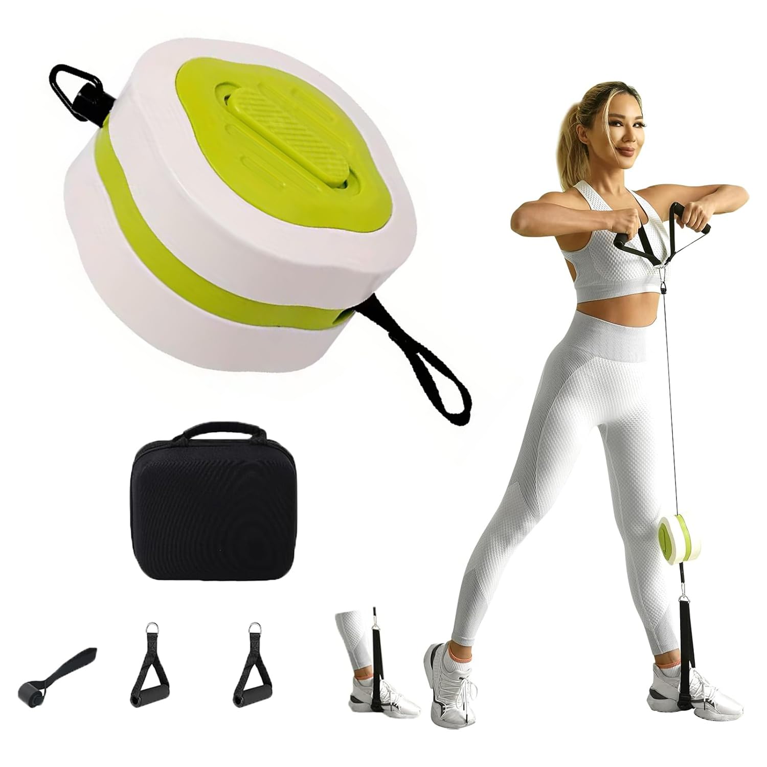 Fasce Elastiche Di Resistenza Regolabili, Piccola Pompa Fitness Portatile Per Braccia Gambe Petto Esercizi, Attrezzo Unisex Con Cavi Per Casa Palestra Allenamento, Doppia Maniglia(Color:Green)