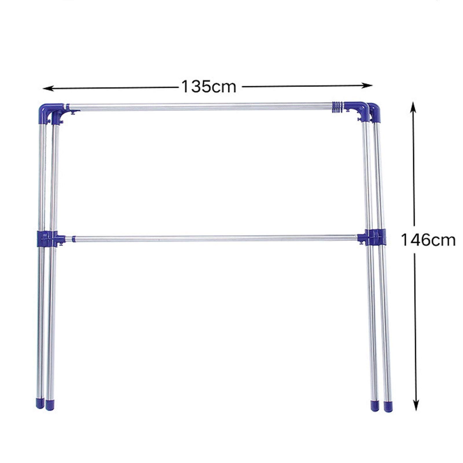 Stendibiancheria pieghevole in acciaio inox, per interni, per casa, roulotte, campeggio, design compatto (135 x 80 x 128 cm)