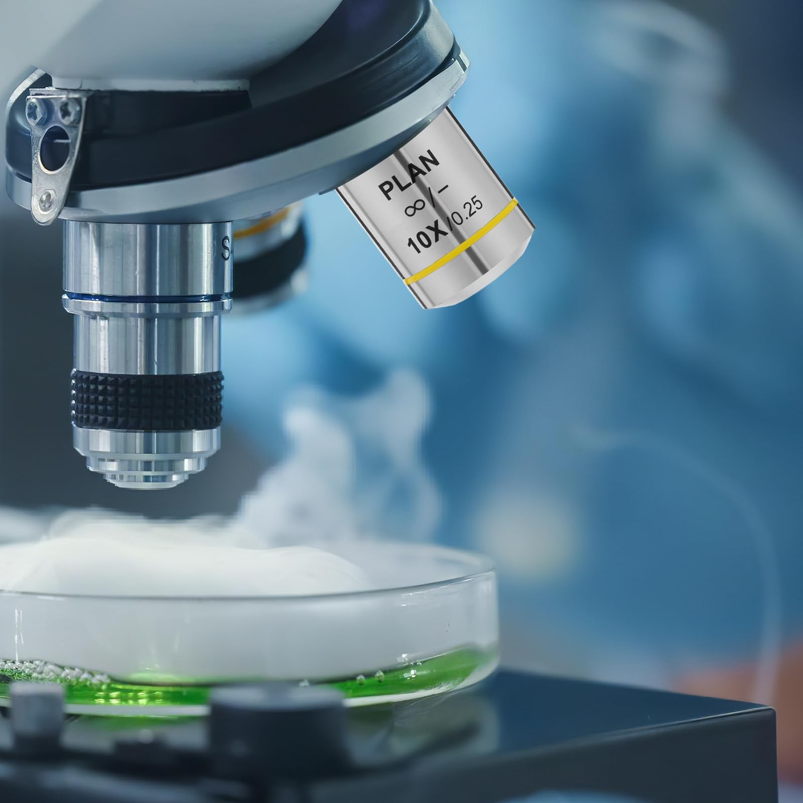 Lente de Repuesto para Objetivo del Microscopio Biológico 10x Cobre, Contraste Mejorado y Fidelidad de Color para Análisis y Observaciones Detalladas