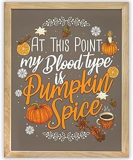 Pumpkin Spice Framed Wall Art 11x14 Fall Kitchen Decor with Funny Quote ...