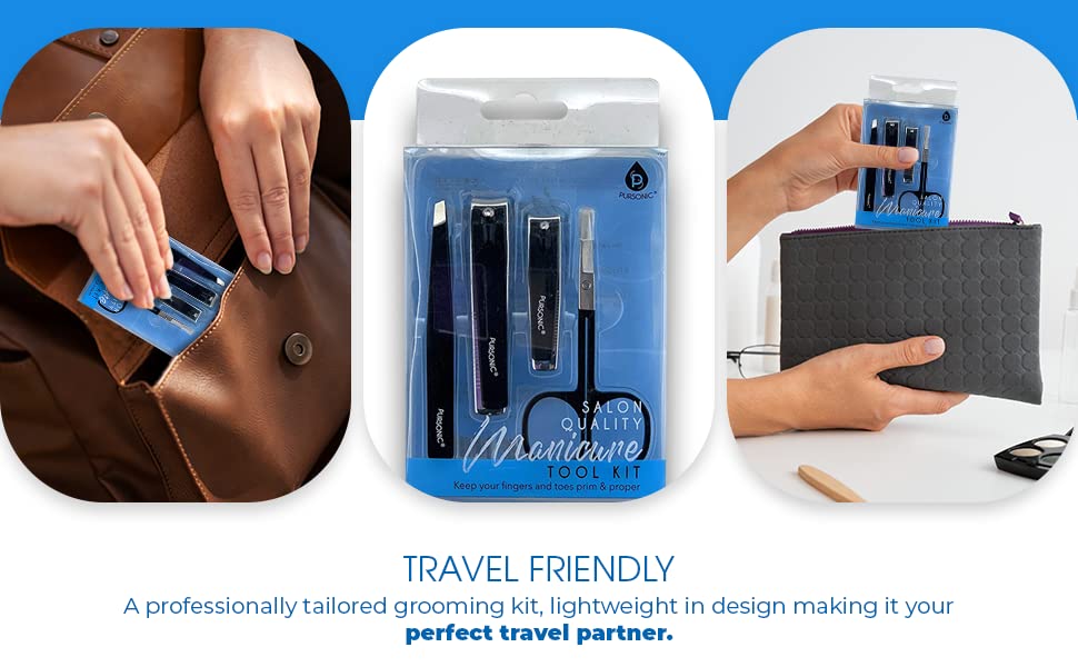 Miniatura 3 de Pursonic Kit de herramientas de manicura de calidad de salón para manicura y pedicura, incluye cortaúñas, pinzas y tijeras de uñas, material de