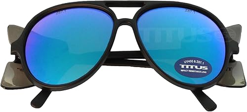 Miniatura 19 de TITUS G35 Retro Aviator Z87 Gafas de sol de protección ocular con protección lateral para motocicleta y tiro, gafas de seguridad aprobadas DOT ANSI