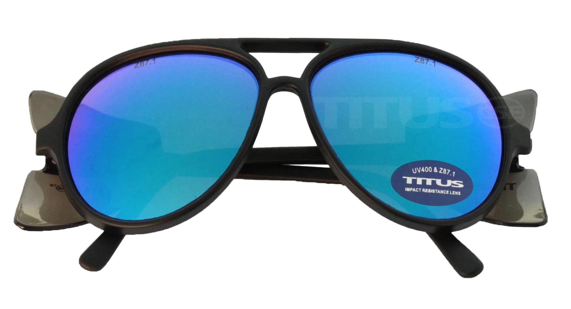 TITUSG35 Retro Aviator Z87 Sunglasses Eye Protection w/Side Shield  Motorcycle Shooting DOT ANSI CE Approved Safety Glasses