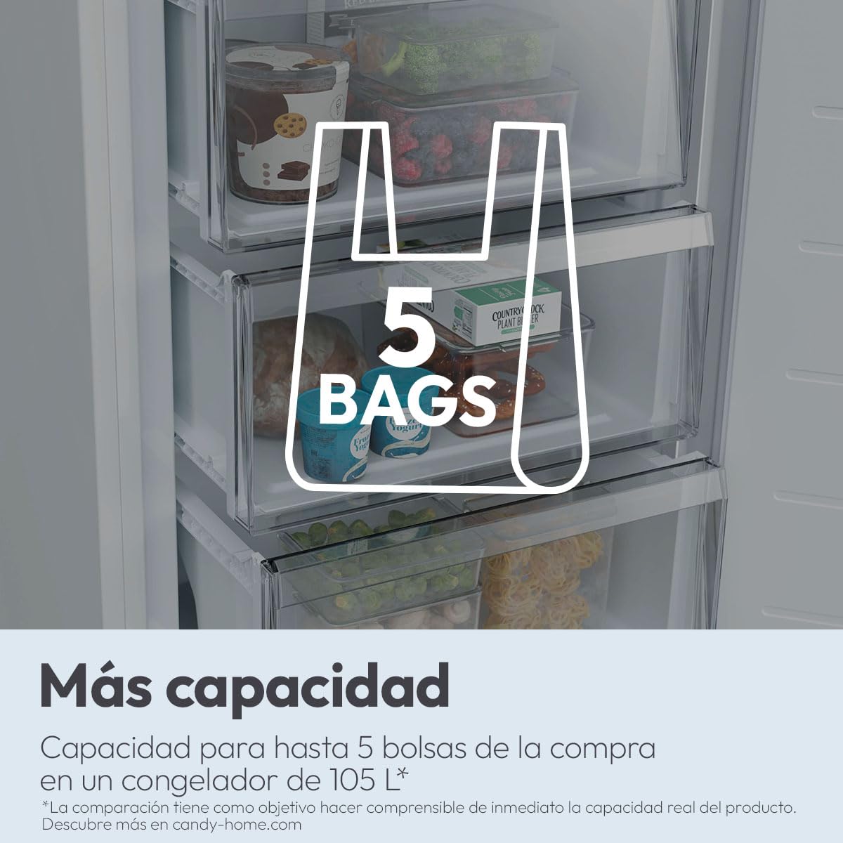 CANDY Fresco Style CNCQ2T6S18DX, Frigorífico Combi, Ancho 59,5cm, Altura 185cm, 315L, Total No Frost, Motor Inverter, Cajón Humidity, Control Digital Interno, Luz LED, Puertas Reversibles, Inox