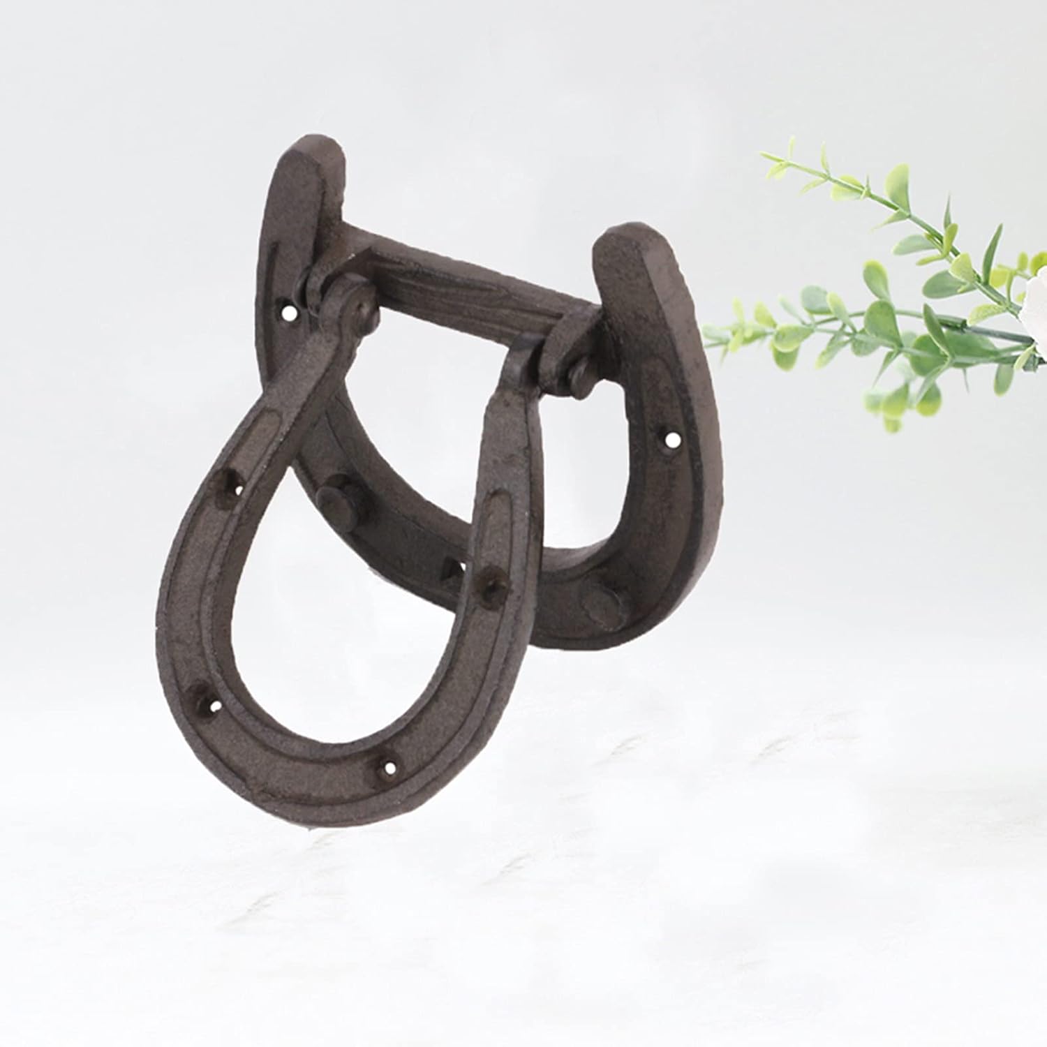 Front Door Knocker for Decoration Antique Gate Koncker with Screws, Indoor Outdoor Door Pull Horseshoe-Siron Door Knocker for Bedroom Garden