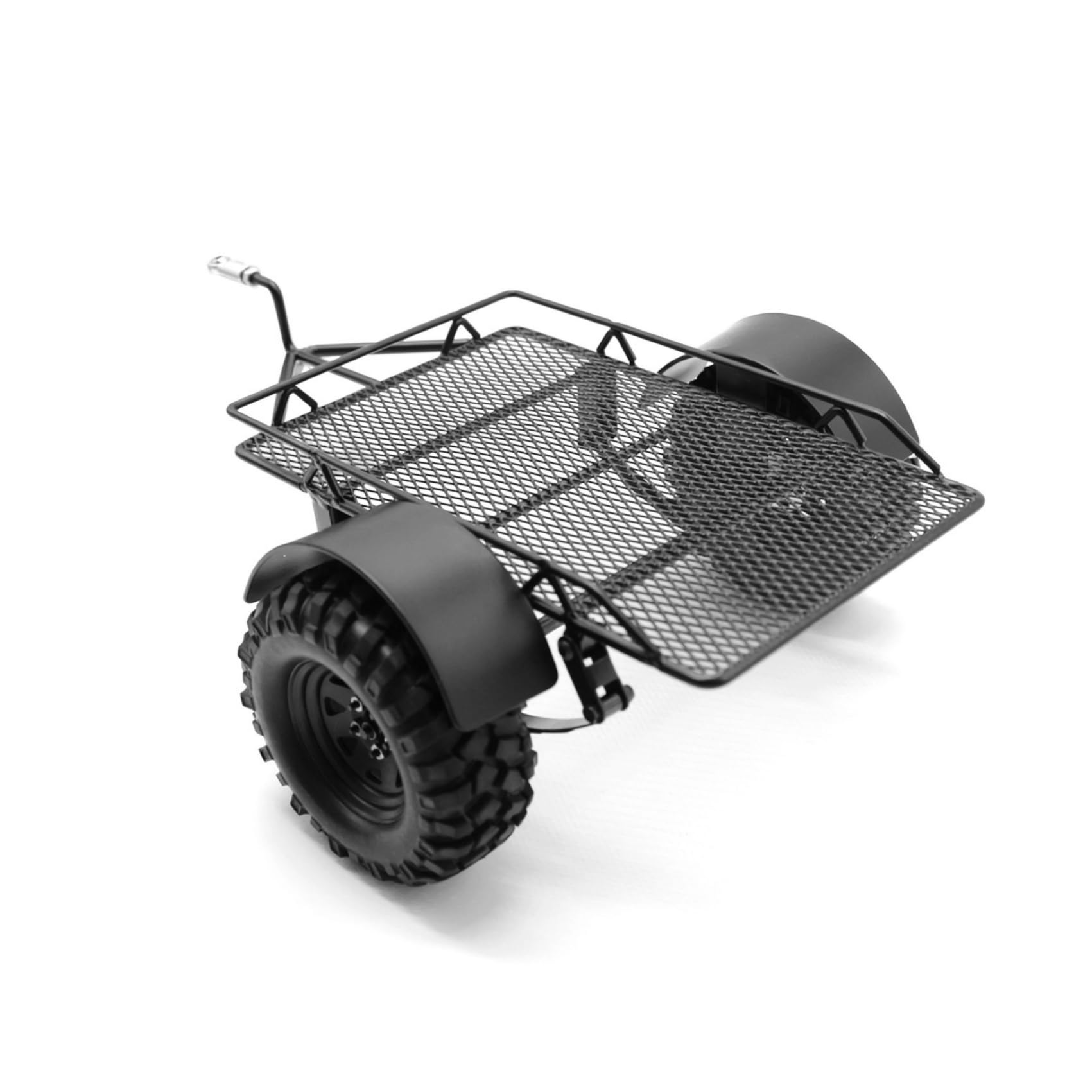 RC Anhänger 1/10, Full Metal RC Crawler Trailer Schwerlast zum Ziehen Hinter dem Auto Heavy Duty LKW Kit für 1/10 RC Auto SCX10, TRX4,Absima Sherpa (Schwarz)