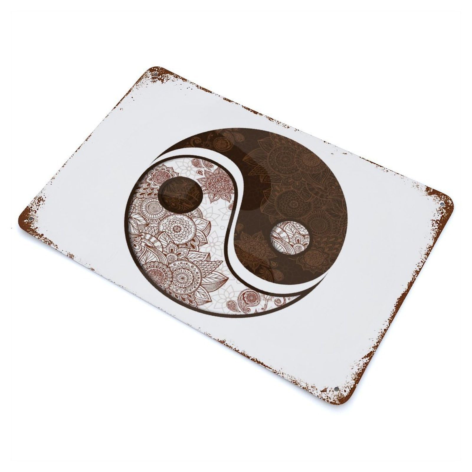 Garage Style Mandala IV - Yang Yin Vintage Rust Metal Sign 11.8"x7.9", Retro Wall Decor for Bar And Workshop
