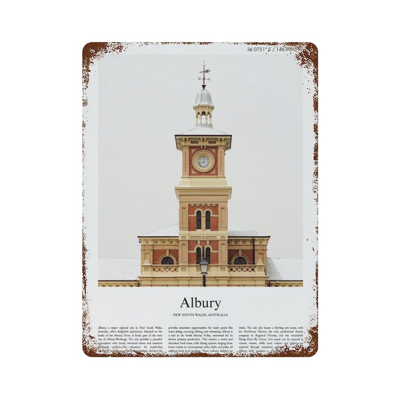 xiaoxiaoshen Albury New South Wales, Australia City Scenery Wall Decor Art Metal Tin Poster Modern Home Decor Art Home Bar Shop Decorations Vintage Sign 40x30cm