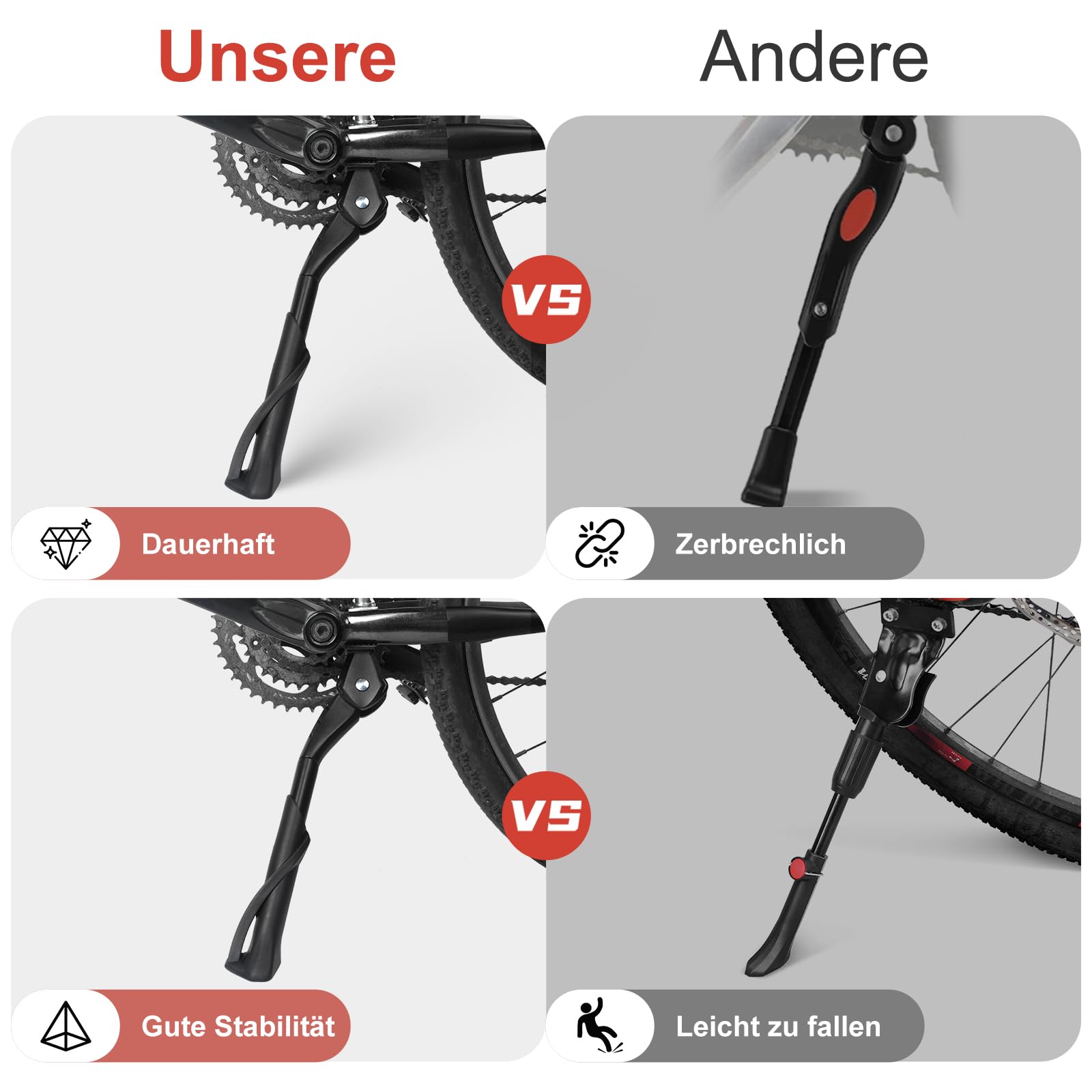 Fahrradständer Mountainbike Höhenverstellbarer Fahrrad Ständer Aluminiumlegierung Rutschfester Mittelständer für E-Bike, MTB, Trekkingrad, Cityrad, Rennrad