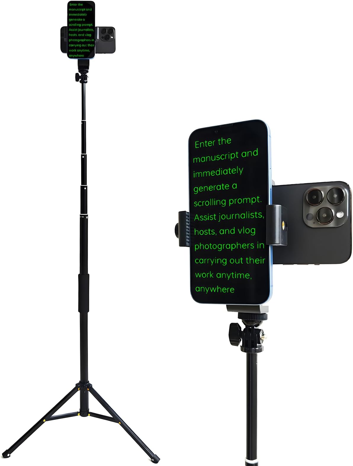 Teleprompter iPhone & Android, Double Phone Holder for Video Recording, Neewer Teleprompter Kit, The Collapsing Design Allows for Easy Storage and Transport (67" Floor-Standing)