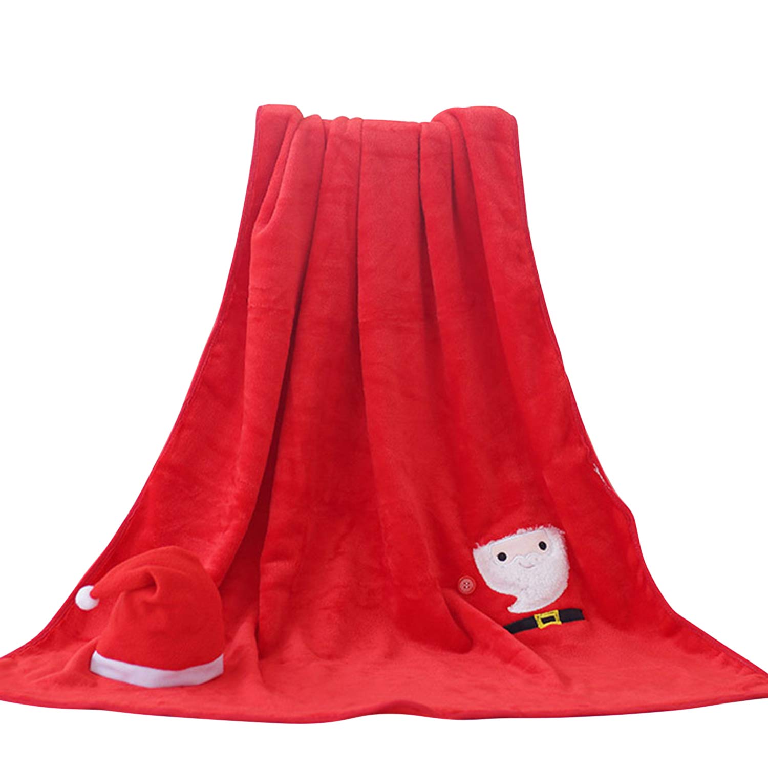 Boodtag Xmas Nursery Blankets for Baby Toddler Santa Claus Elk Soft Thermal Fleece Pram Blanket (Santa, 100 * 80cm)