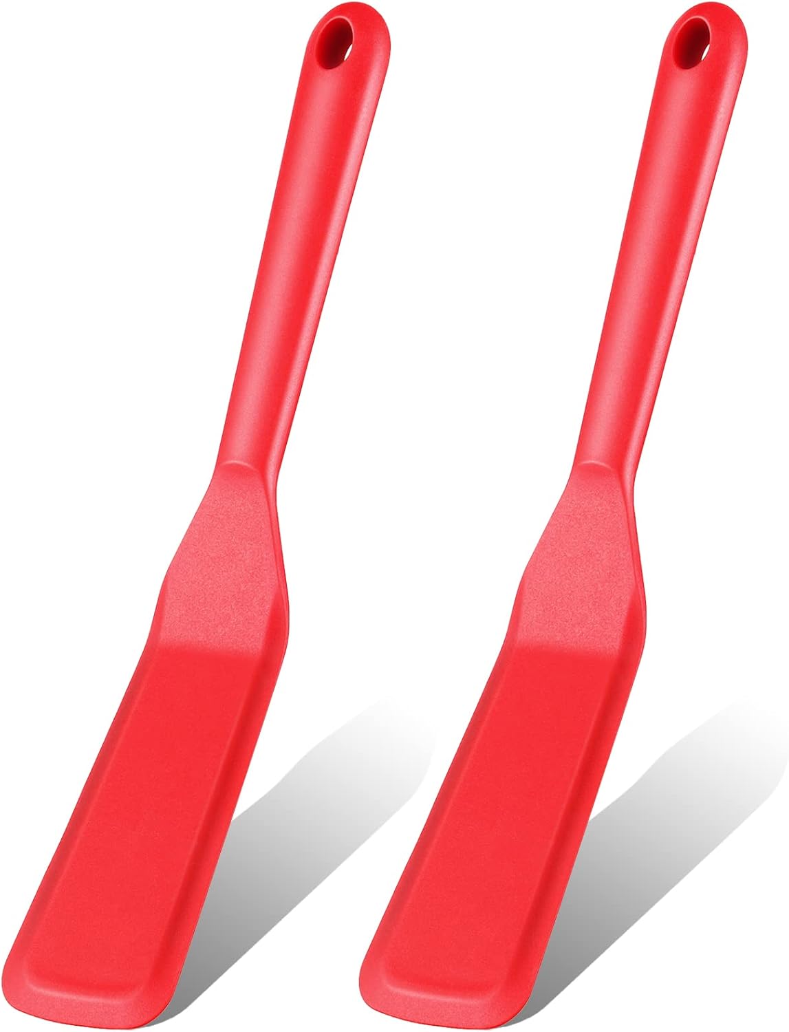 2 Pieces Silicone Thin Spatula Omelet Spatula Turner Long Crepe Spatula Heat Resistant Cooking Spatula Non Stick Pancake Spatula for Cooking Egg Burgers Pizza Pancake Steak Omelet (Red)