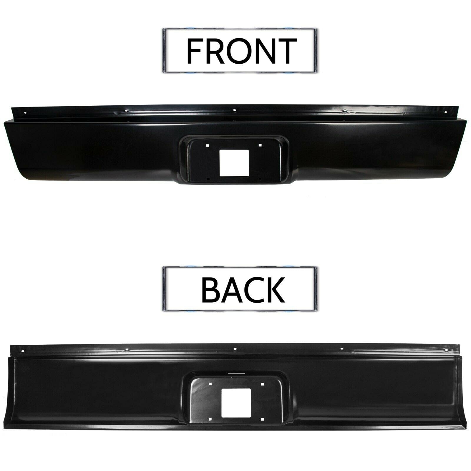 Wajir 1pc Rear Black Steel Bumper Cover Roll Pan for Chevy Silverado/GMC Sierra 1500 1999-2006|Chevy Silverado/GMC Sierra 1500HD 2001-2003 2005-2006|Chevy Silverado/GMC Sierra 2500 1999-2004 WJR1600