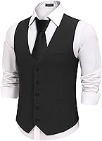 COOFANDY Men's Slim Fit Suit Vest - Lightweight Business Formal Waistcoat for Weddings, Groomsmen & Office Wear