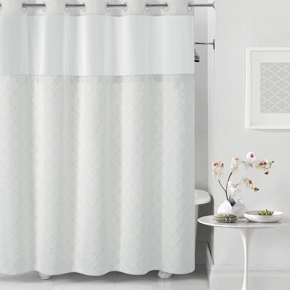 Hookless Mosaic Shower Curtain with Peva Liner