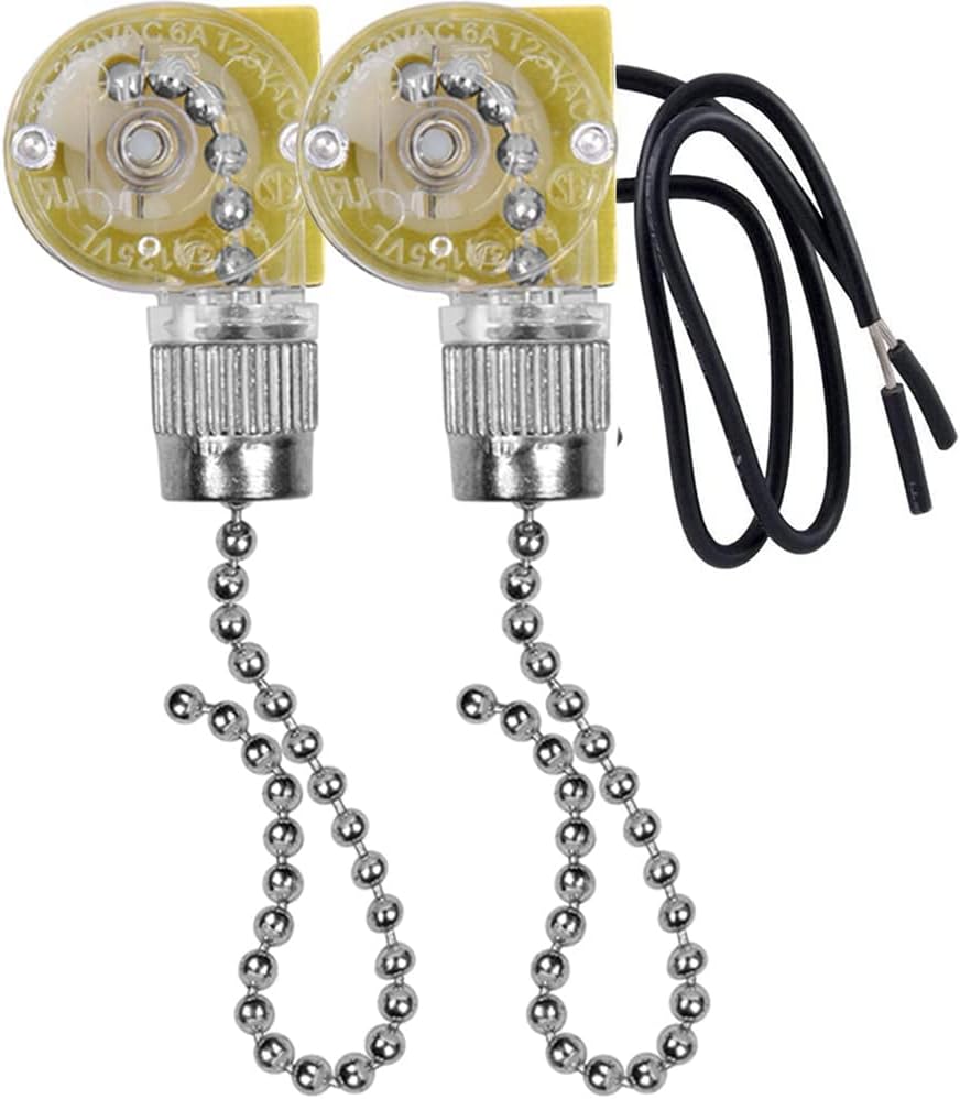 Ceiling Fan Light Switch ZE-109 Two-Wire Light Switch with Pull Cords for Ceiling Light Fans Lamps 2Pcs Silver