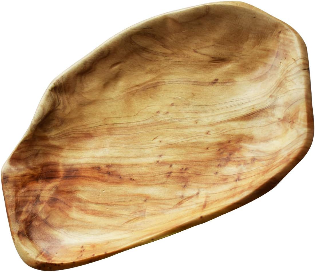 HIZBO MART Root Wood Party Platter and Tray, Sandwich Serving Wooden Bread Bowl, Hand Carved Artworks (11-12.5 inch)