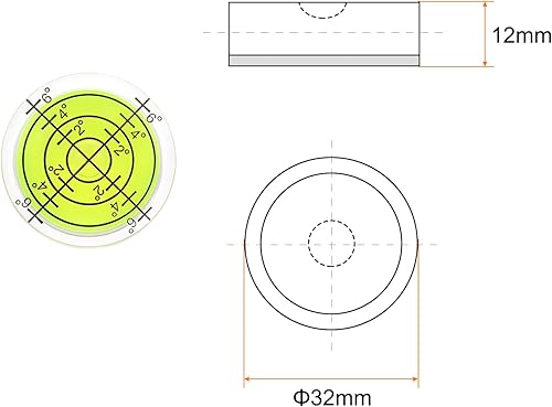 Miniatura 8 de 4 unidades de nivel redondo de burbuja de 1.260 x 0.472 in, mini circular Bullseye niveles de espíritu, grado marcado para nivelación de cámara,