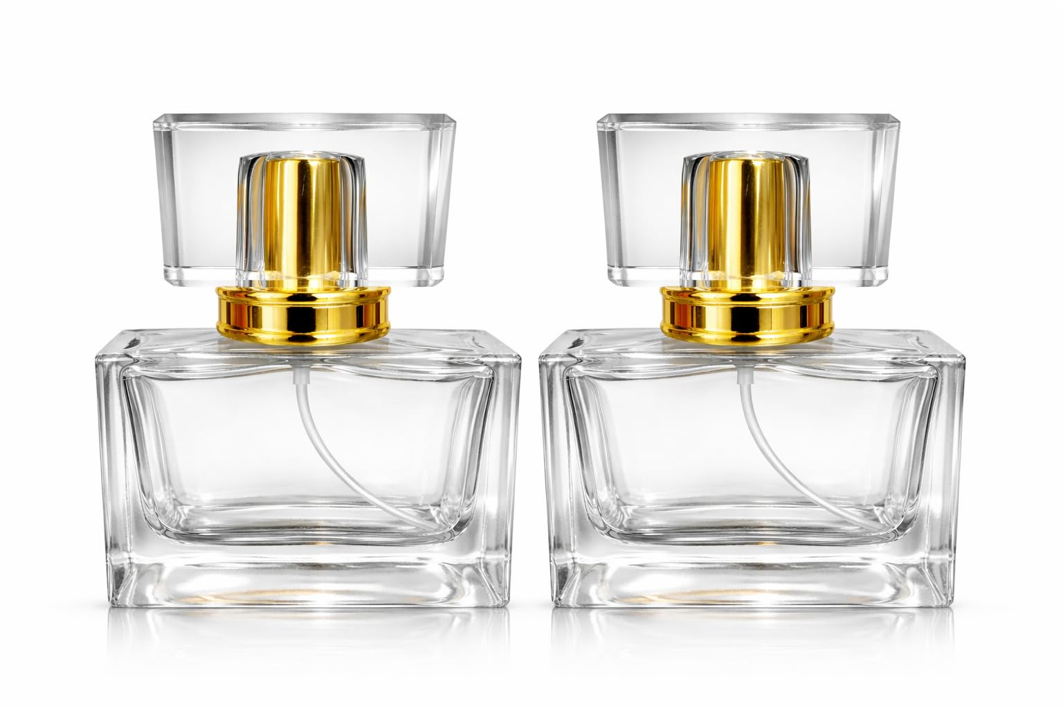 Hunky Dory 2pcs 30ml Empty Refillable Glass Bottle with Spray Pump and Royal Cap for For DIY Perfume, Essential Oils, Blends, Rose Water