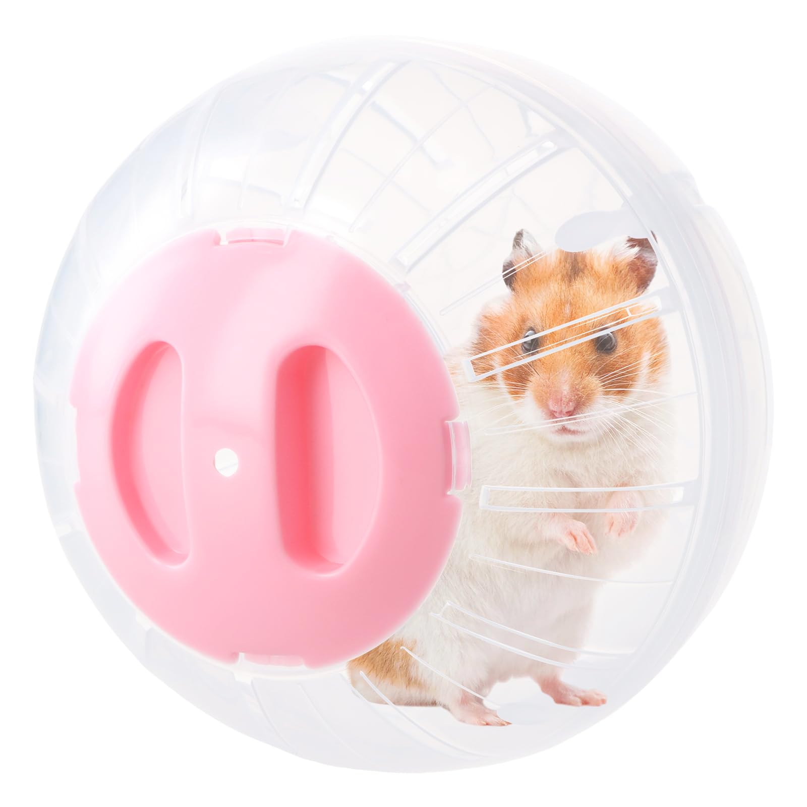 Pelota de Hámster, Transparente Juguete Bola de Hámster, Runball Hamster Plástico, 14,5cm, Bola Hamster Comun Rueda para Roedores, Ratas, Jerbos, Mascota Pequeña Juguete Interactivo (Rosa)