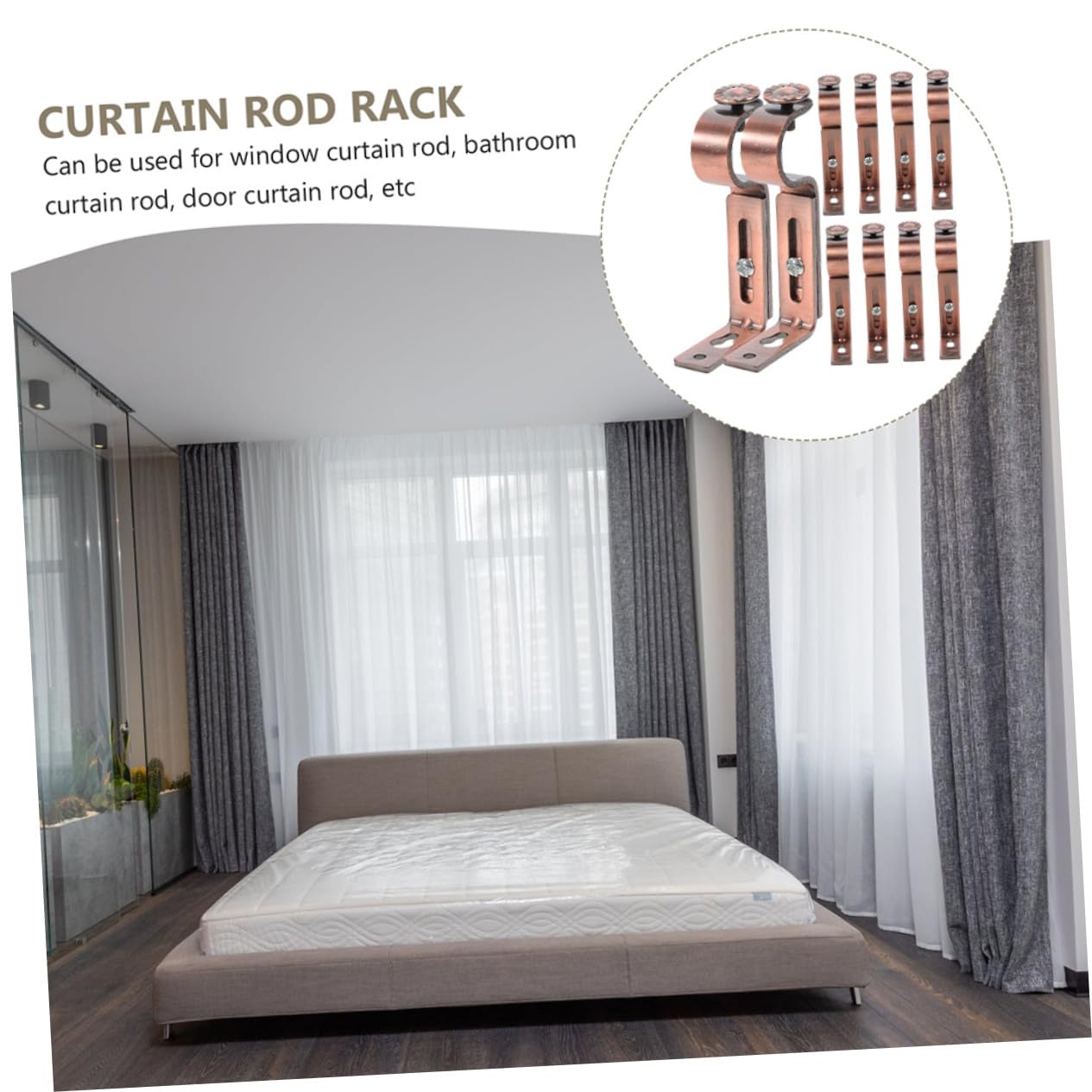 Lurrose 10pezzi Bastone per Tendaggio Staffa di Montaggio Supporto per Asta per Tendaggio Staffe da Parete Staffa per Asta in Ferro Senza Sbavature per Camera da Letto Soggiorno