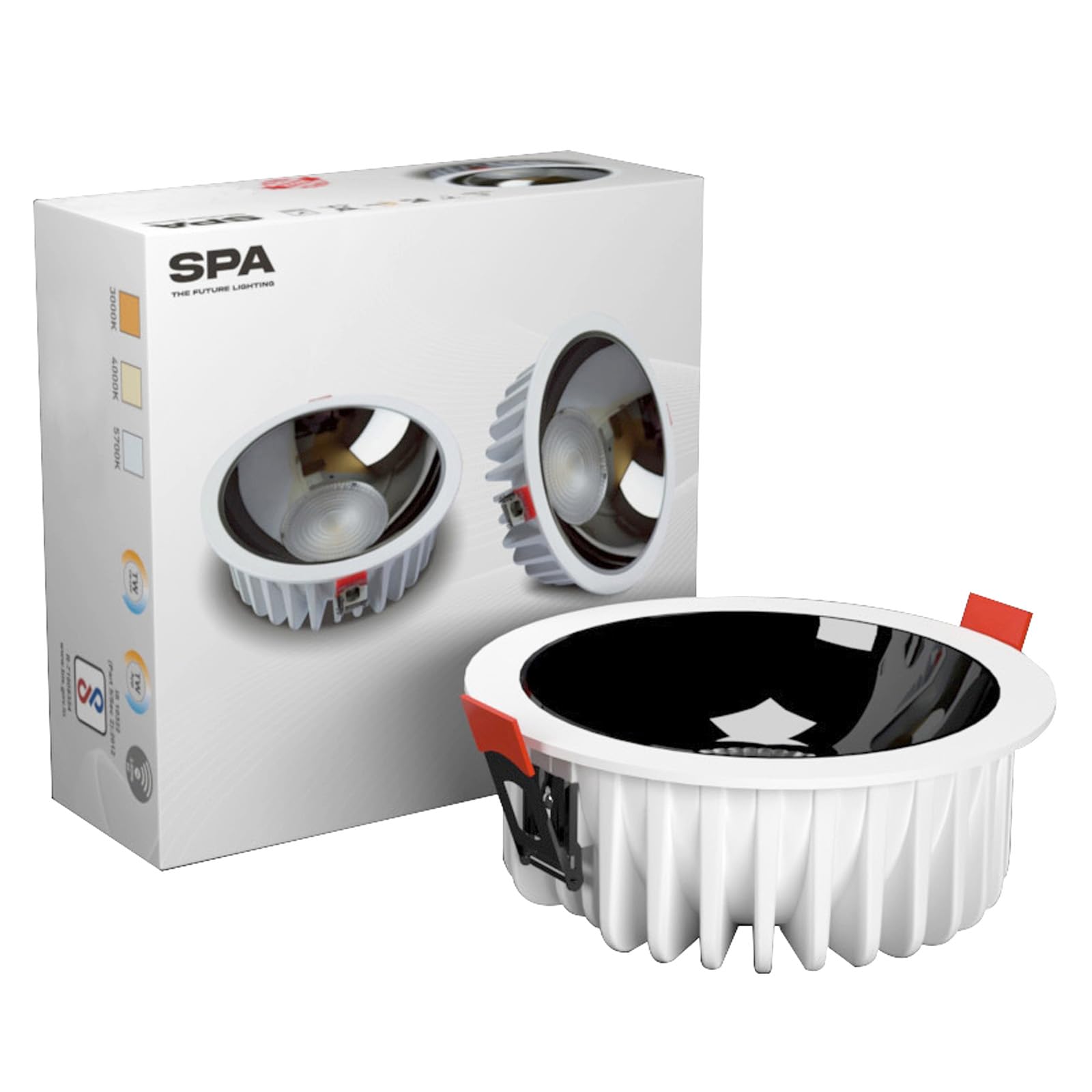 SPA – The Future Lighting GS-Minto-Pro-R-40W Series Recessed COB Round LED Downlight for Ceiling, Natural White - 4000K, LED Lights for Home & Office, Energy Efficient, White, Pack of 1