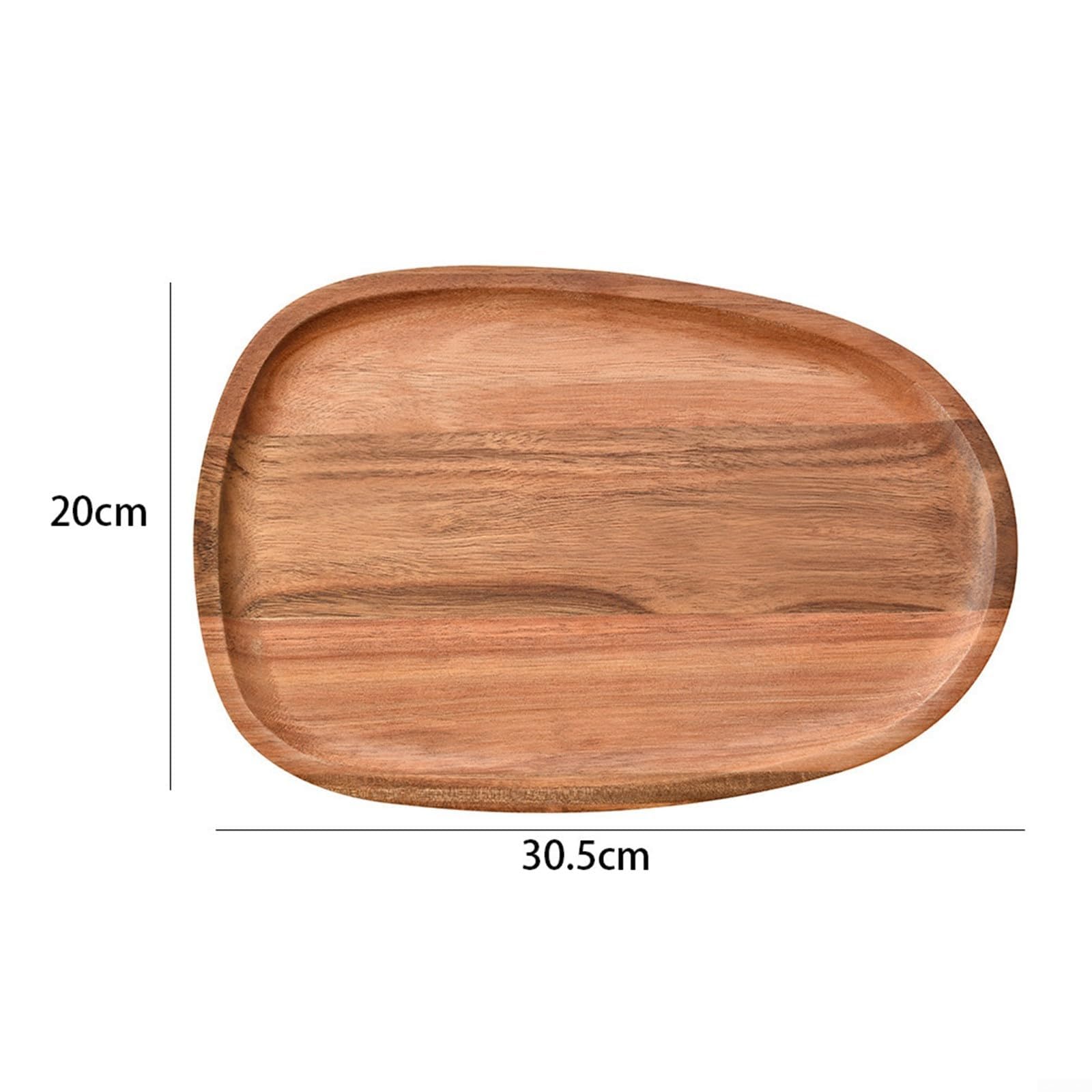 Vassoio ovale in legno di acacia fatto a mano, piatto irregolare per caffè, tè, bevande e dessert, decorazione rustica per la casa e gli elementi essenziali per la cucina (30,5 x 20 cm)