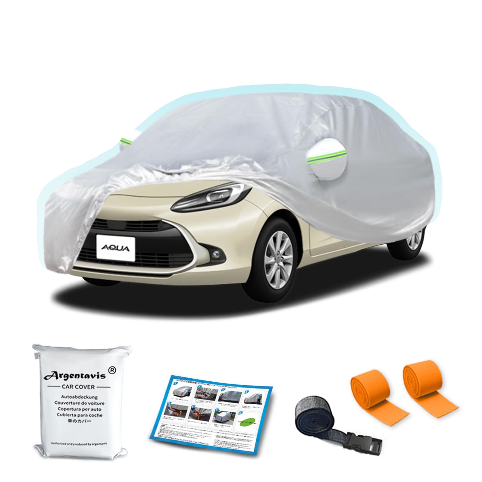 ボディーカバーに適合トヨタアクア アクアGR sport 車カバー 日焼け止め防水台風対策傘カバーAqua GR Sport Car Covers フロントガラスカバーナビ車 傘ホルダー防塵防輻射紫外線黄砂対策カーカバー車 ボディカバー防風ロープ付車 サンシェード自動車カバー
