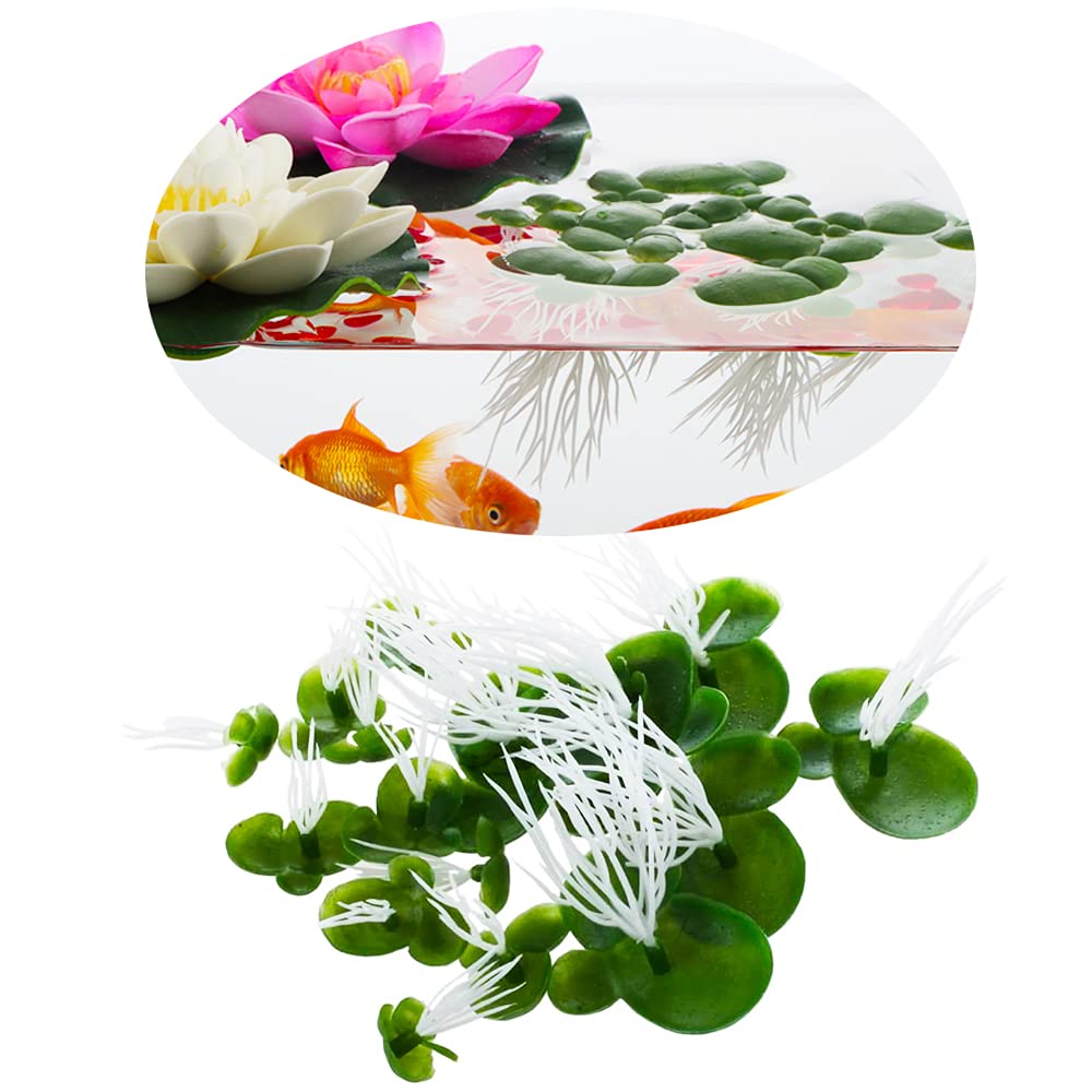 DQITJ 2 Pack Artificial Floating Duckweed Plant Mini Plastic Aquarium Fish Tank Pond Simulation Plant