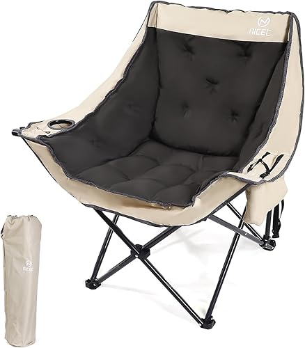 Nice C Silla de campamento acolchada, sillas de campamento de gran tamaño, sillas plegables acolchadas gruesas de gran tamaño, silla deportiva al