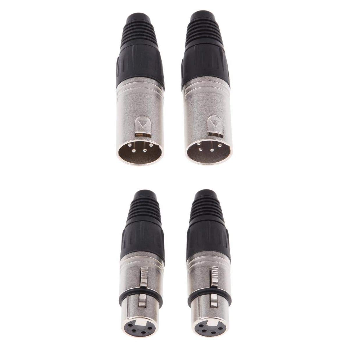 atorse 4x metal 4pin/4p xlr connector plug male+female audio microphone connector