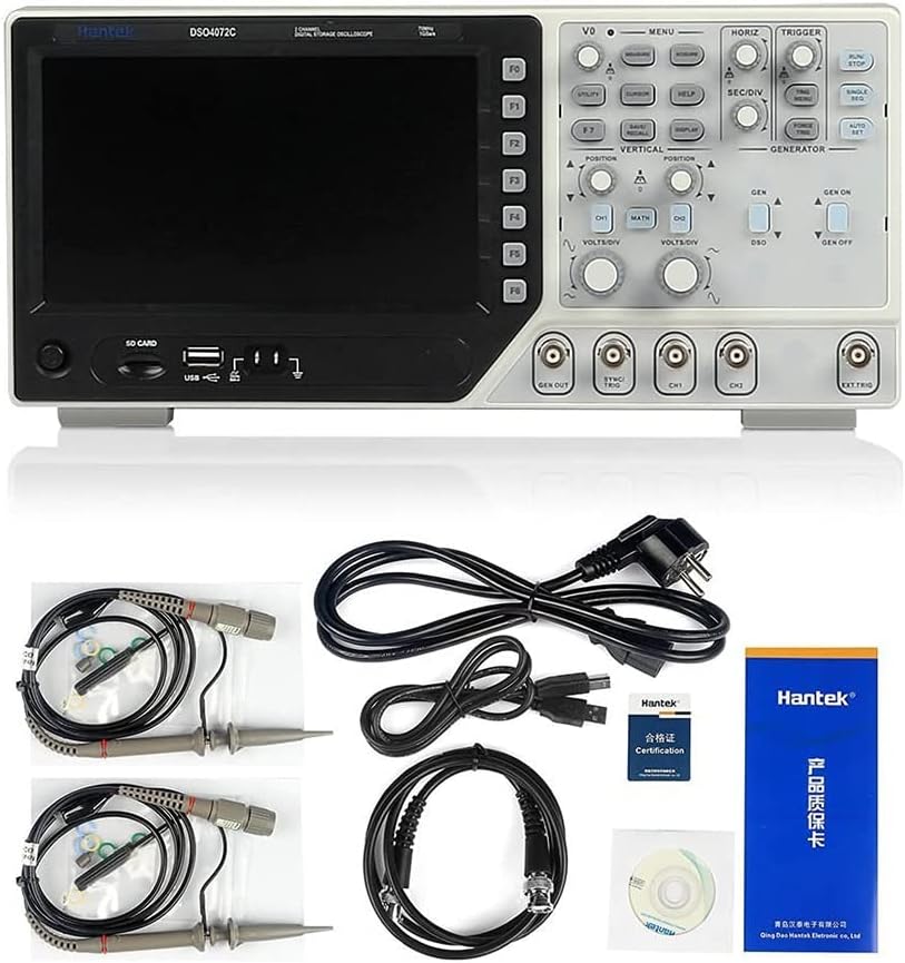 HantekDSO4072C 70MHz 2 Channel Digital Oscilloscope +100MHz Bandwidth+1GSa/s Sample Rate + 1CH Arbitrary/Function Waveform Generator + Synchronizing Signal + External Trigger