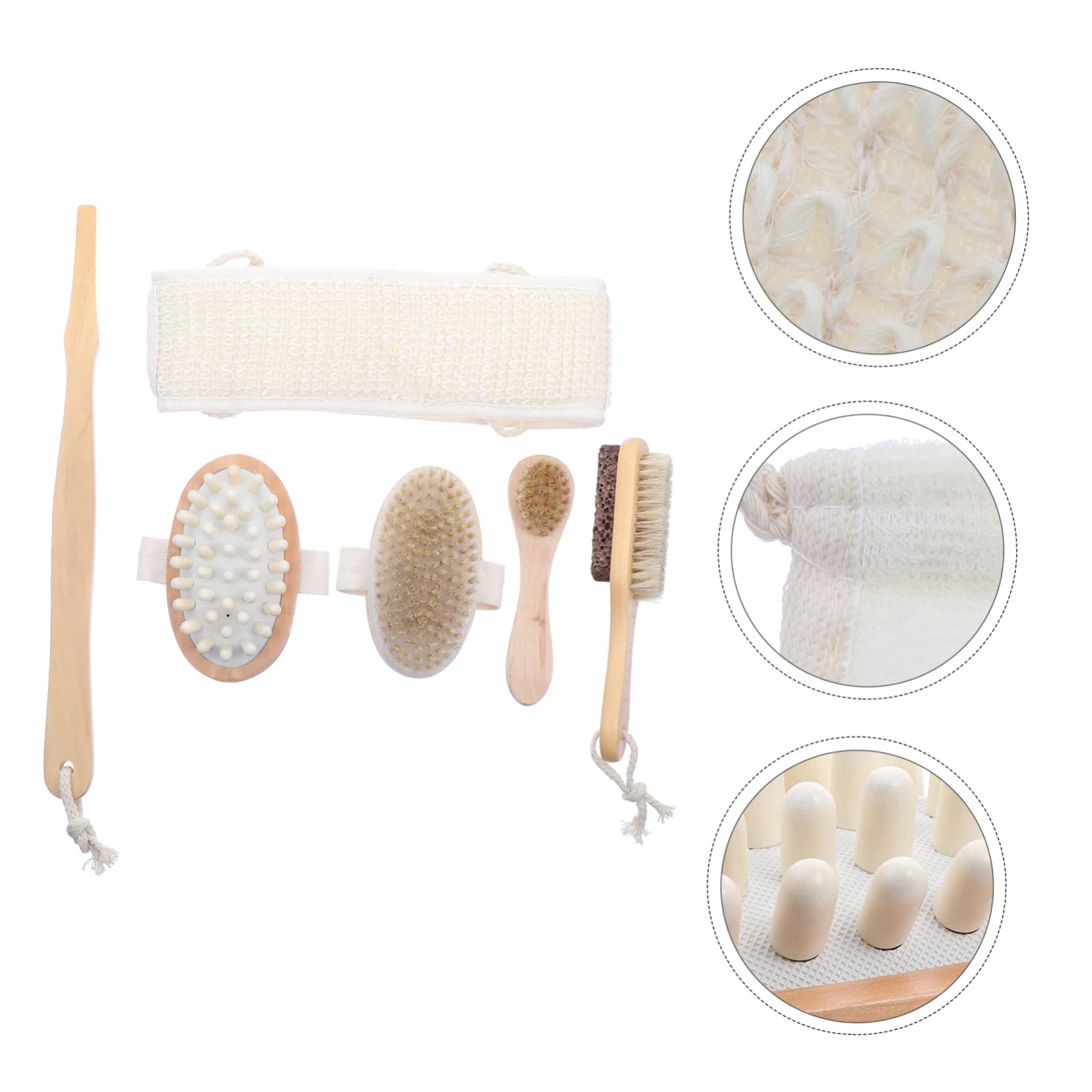 6 Stück Spa Bade und Körperbürsten mit Massageborsten Rückenpeeling für Hauttypen mit Haken für Einfaches Aufhängen Reinigung von Rücken Nacken und Schultern