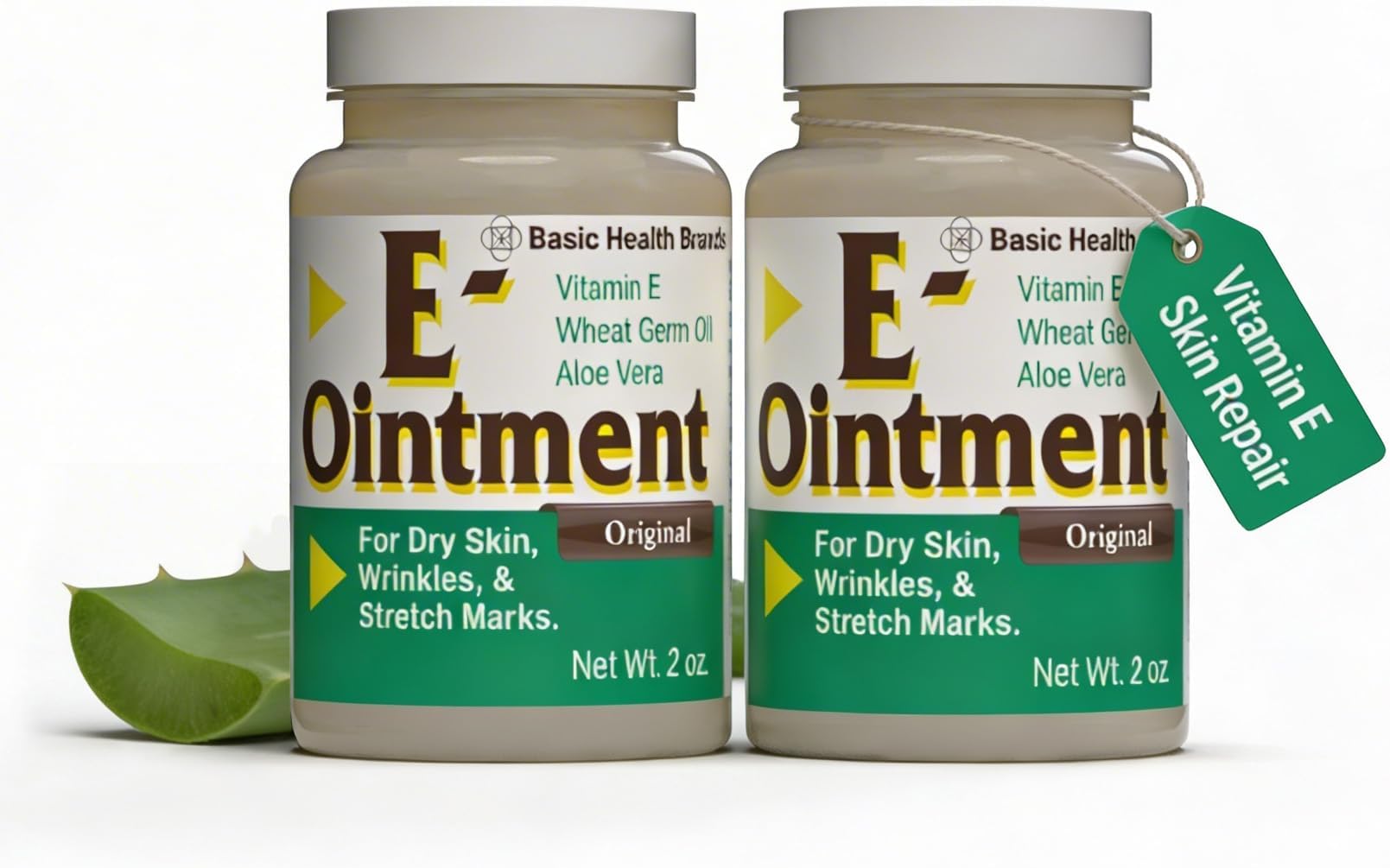 Basic Brands - Vitamin E Ointment - 2oz - Moisture Enhancing - Can Help Reduce Appearance of Scars, Stretch Marks, Fine Lines & Wrinkles - 2-Pack