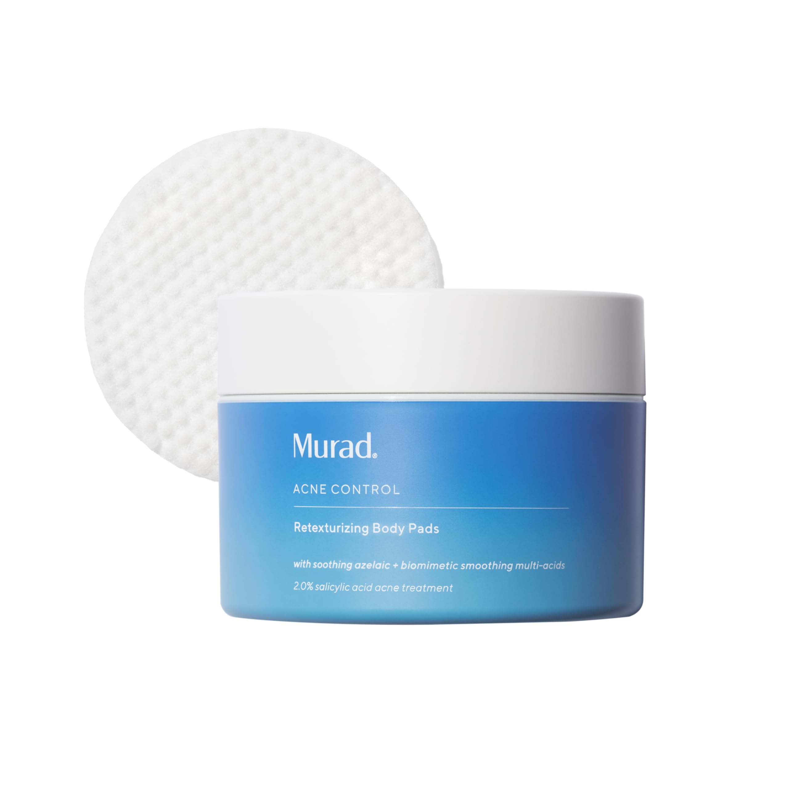 MuradRetexturizing Body Pads – Acne-Fighting Exfoliating Pads with Azelaic, Salicylic, and Glycolic Acid for Acne Breakouts, Smoothing KP Bumps, and Soothing Aggravated Skin – 45 Pads