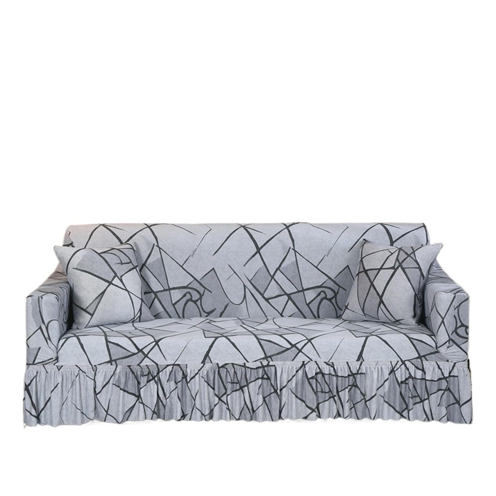 Printed Ruffled Skirt Sofa Covers for Living Room Stretch Couch Cover Furniture Protector Easy Fitted Washable Gonna copertura divano(Color 33,3-seater 190-230cm)